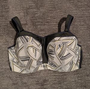 Panache Sport Underwire Sports Bra in Black White Yellow Geometric Print 40FF
